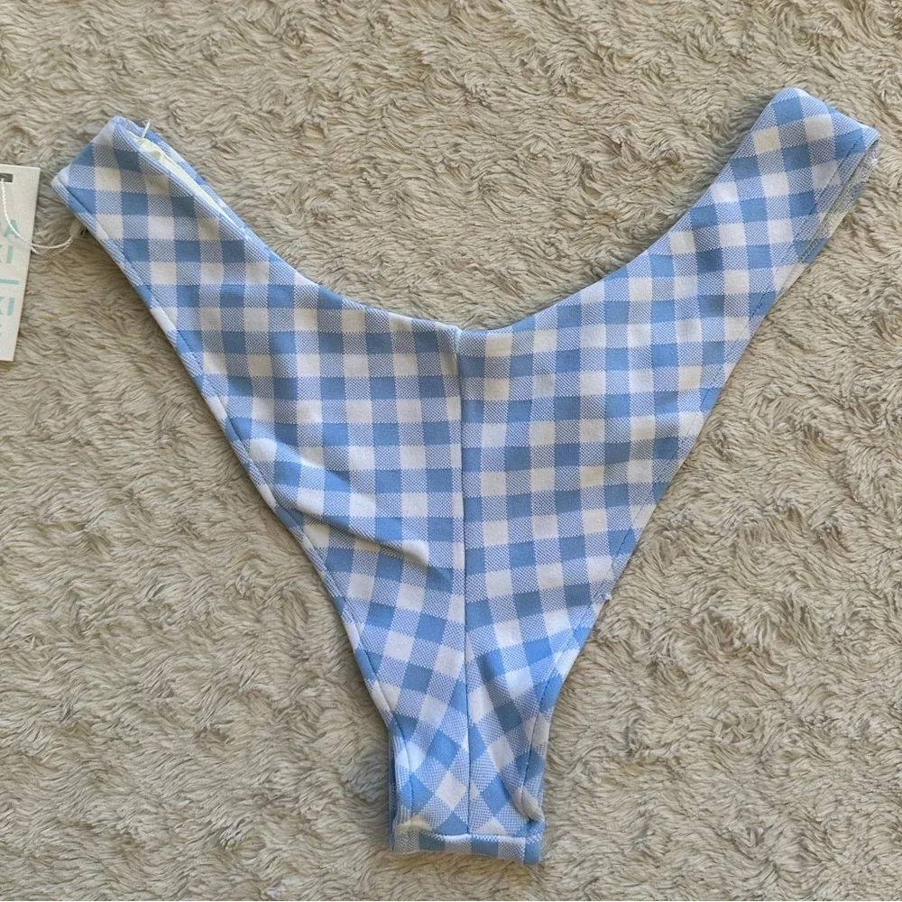 Frankies Bikinis Enzo Gingham Cheeky Bikini Bottom NWT